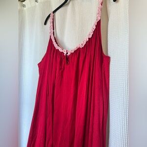 Women’s Red Nightgown with Pink Trim